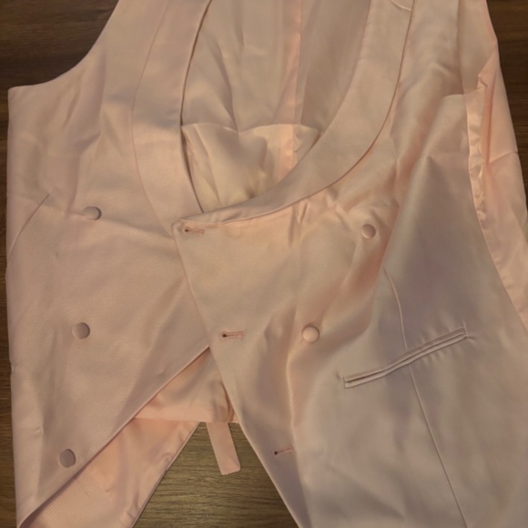 Light Pink Prom Tuxedo Shawl Lapel 3 Piece Jacquard Men's Prom Suits - Picture 3 of 5